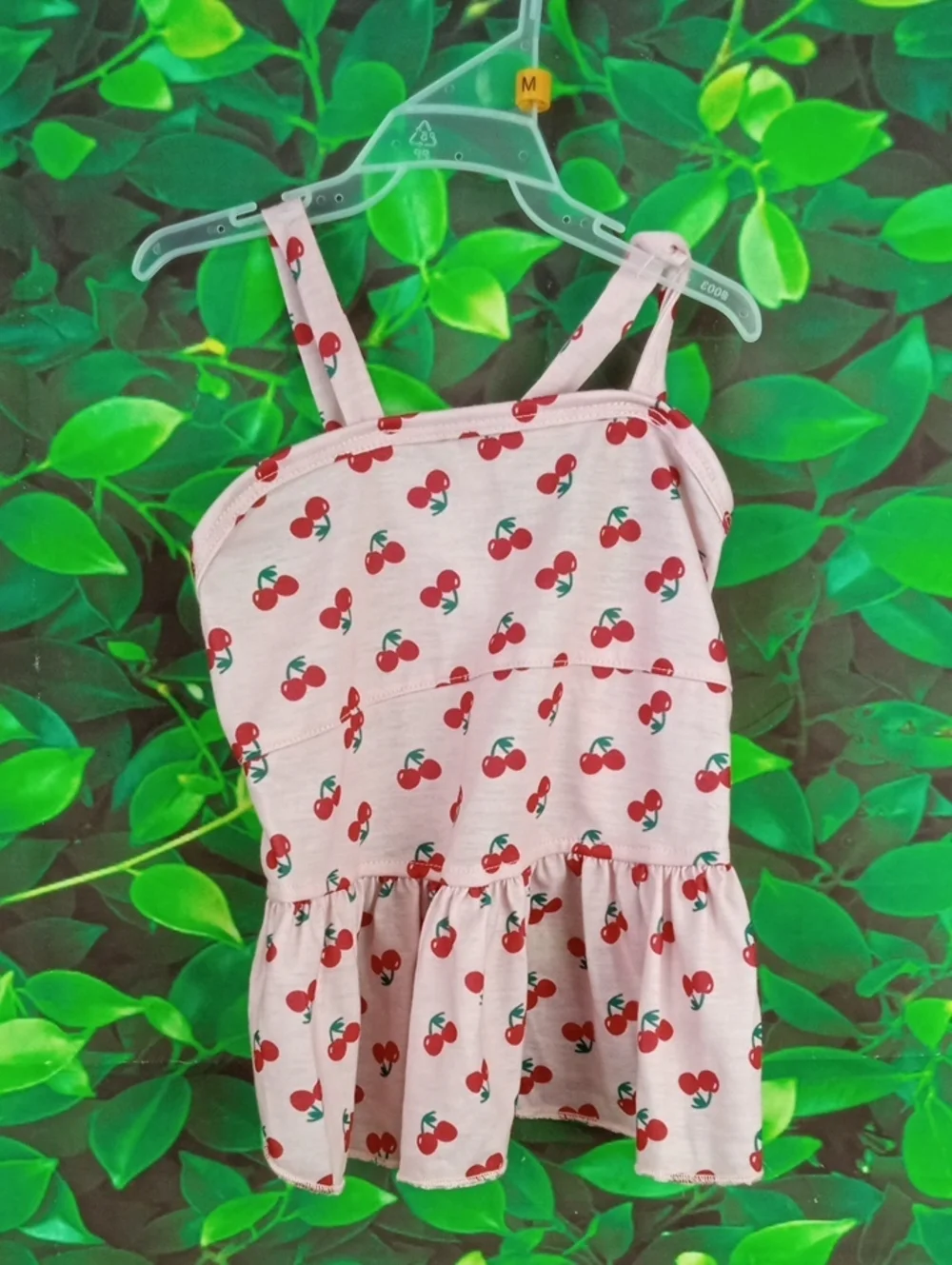🐾🍒  Pink Cherry Print Dog Dress
